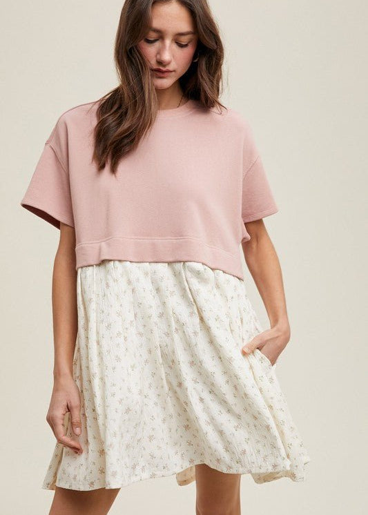 Mauve Mixed Media Dress - The Nines