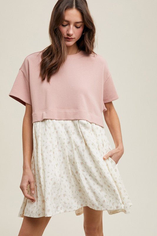 Mauve Mixed Media Dress - The Nines