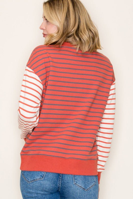Orange Stripe French Terry Top - The Nines