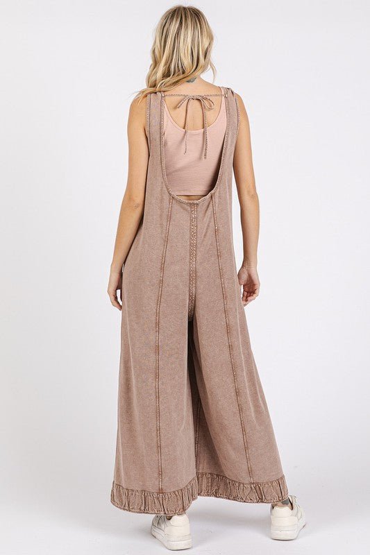 Mineral Wash Wide Leg Jumpsuit - 2 Colors! - The Nines
