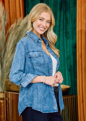 Chambray Button Down Tops - 2 Colors!