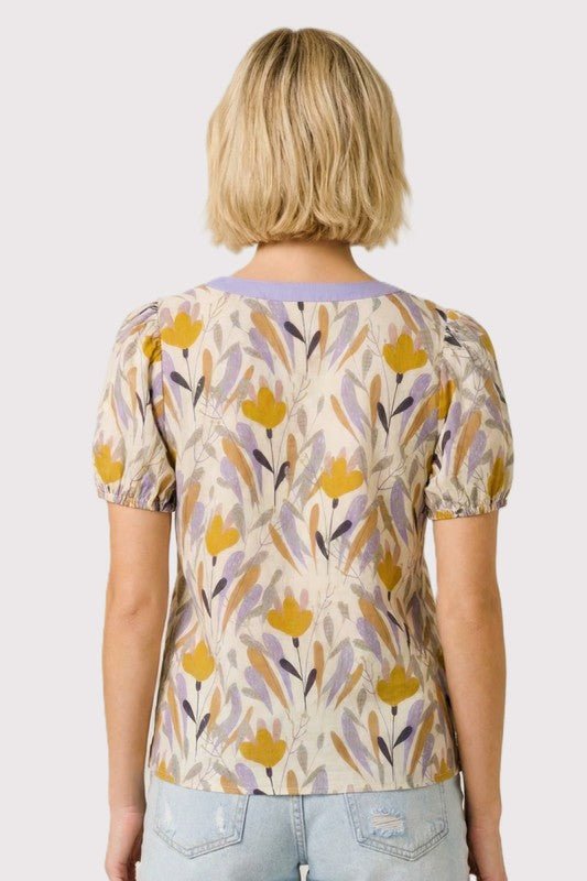 Lavender & Camel Poplin Top - The Nines