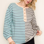 Jade & Oatmeal Henley Sweatshirt - The Nines