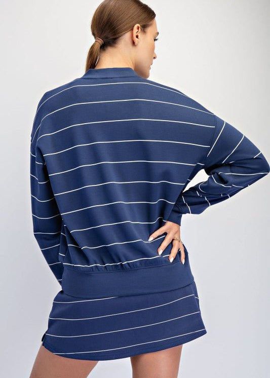 Navy Scuba Striped Crew Neck - The Nines