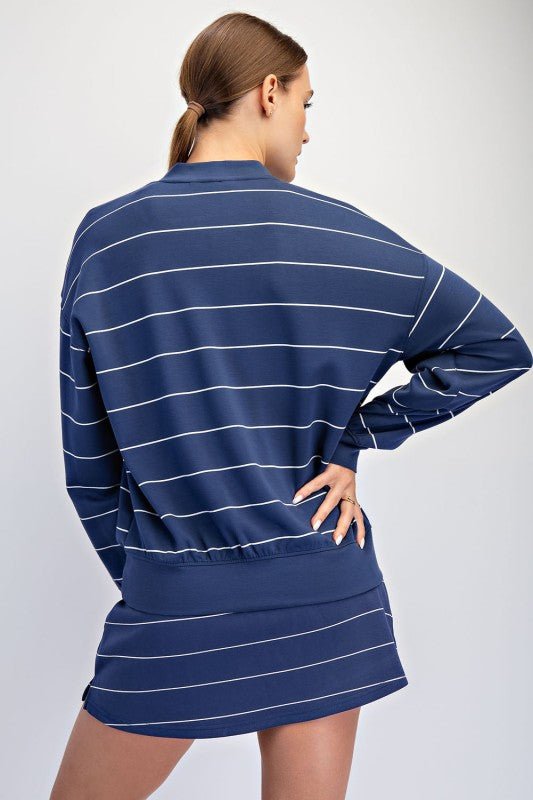 Navy Scuba Striped Crew Neck - The Nines