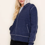 Stitched Sweater Jacket with Detachable Hood - 2 Colors! - The Nines