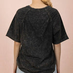 Back Shirred Mineral Wash V - neck Tee - 4 Colors! - The Nines