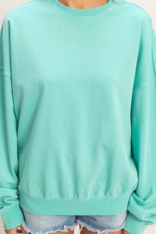 Teagan Turquoise Crew Neck Sweatshirt - The Nines