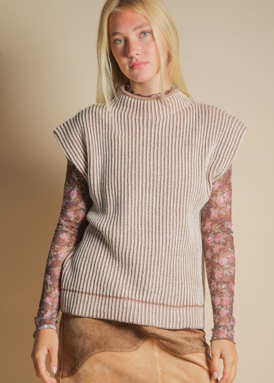 Two Tone Ribbed Sweater Vest - 2 Colors! - The Nines