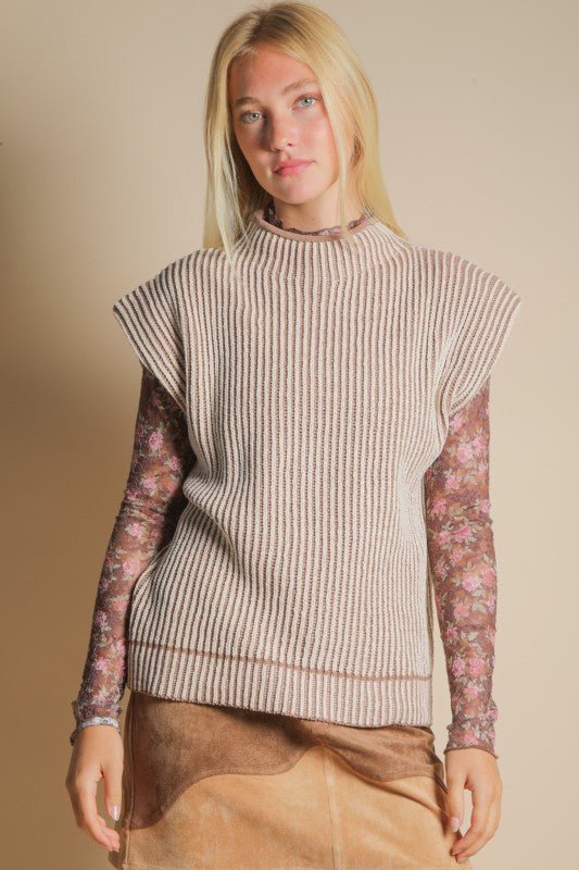 Two Tone Ribbed Sweater Vest - 2 Colors! - The Nines