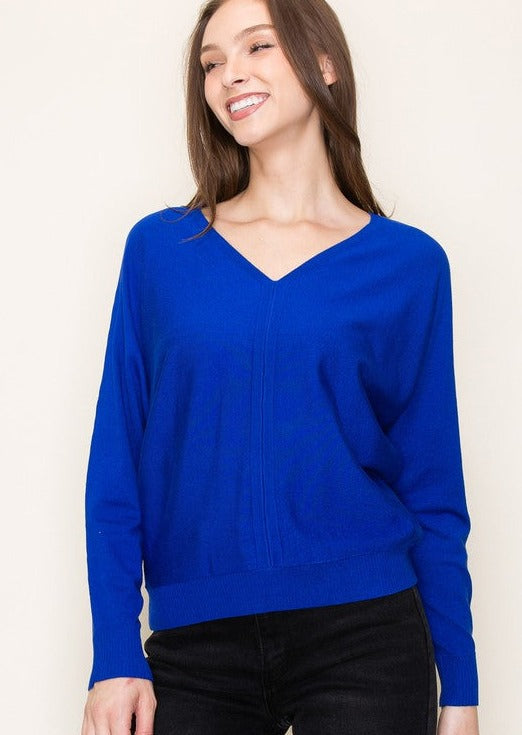 Royal Blue Double V Pullover
