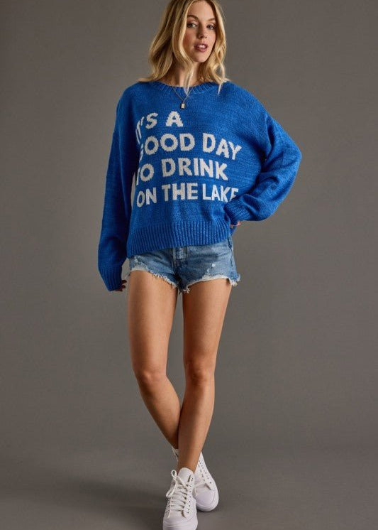 Blue Drink on the Lake Lightweight Sweater - The Nines