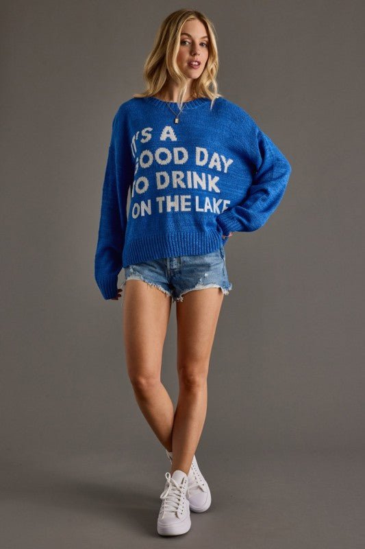 Blue Drink on the Lake Lightweight Sweater - The Nines