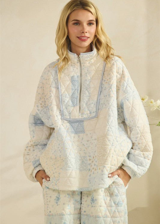 Floral Quilted Quarter Zip - 2 colors! - The Nines