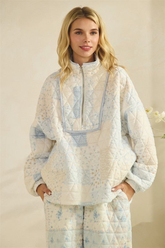 Floral Quilted Quarter Zip - 2 colors! - The Nines
