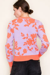 Lavender & Coral Floral Pullover