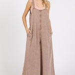 Mineral Wash Wide Leg Jumpsuit - 2 Colors! - The Nines