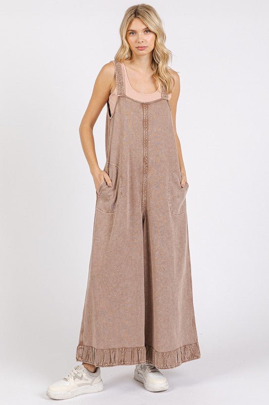 Mineral Wash Wide Leg Jumpsuit - 2 Colors! - The Nines