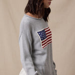 American Flag Heather Gray Sweater - The Nines