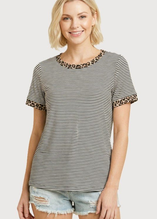 Animal Trim Striped Tee - The Nines