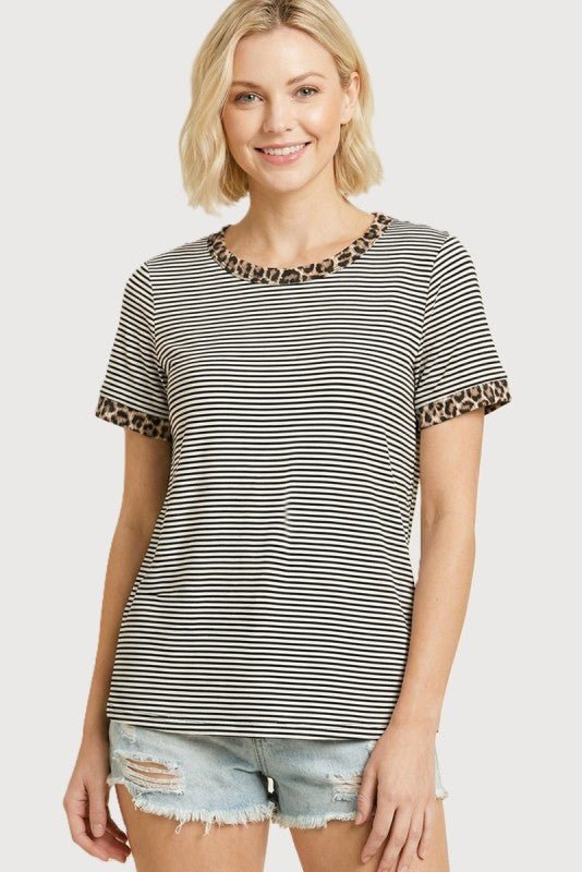 Animal Trim Striped Tee - The Nines