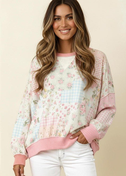 Oversized Patchwork Top - 2 colors! - The Nines