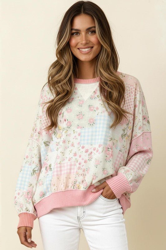 Oversized Patchwork Top - 2 colors! - The Nines