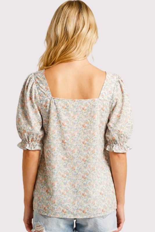 Smocked Floral Print Top - The Nines