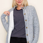 Heather Gray Sherpa Lined Sweater Jacket - The Nines