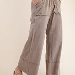 Mocha Washed Wide Leg Casual Pant - The Nines