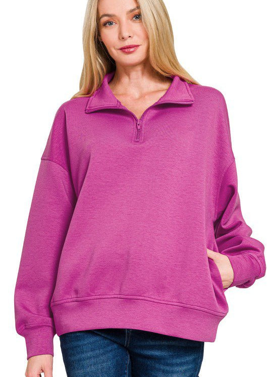 Scuba Quarter Zip Pocket Pullovers - 3 Colors! - The Nines