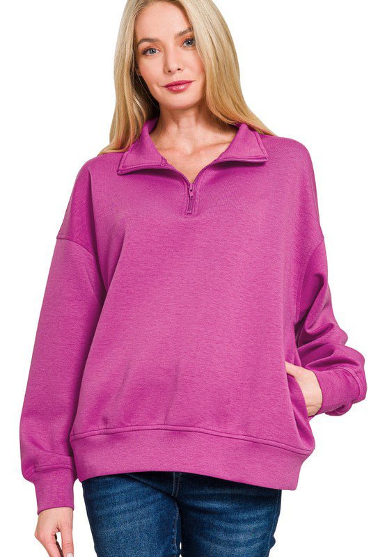 Scuba Quarter Zip Pocket Pullovers - 3 Colors! - The Nines