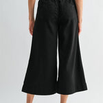 MICA Black Wide Leg Cropped Elastic Waist Pant - The Nines