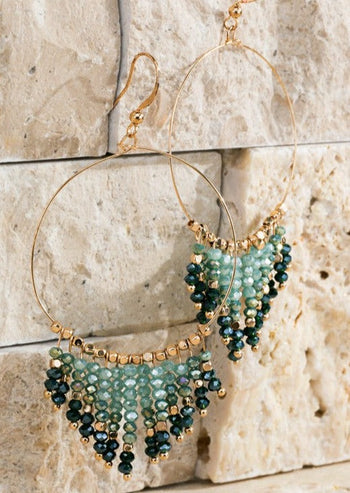 Shimmer Beaded Fringe Earrings - 6 Colors!