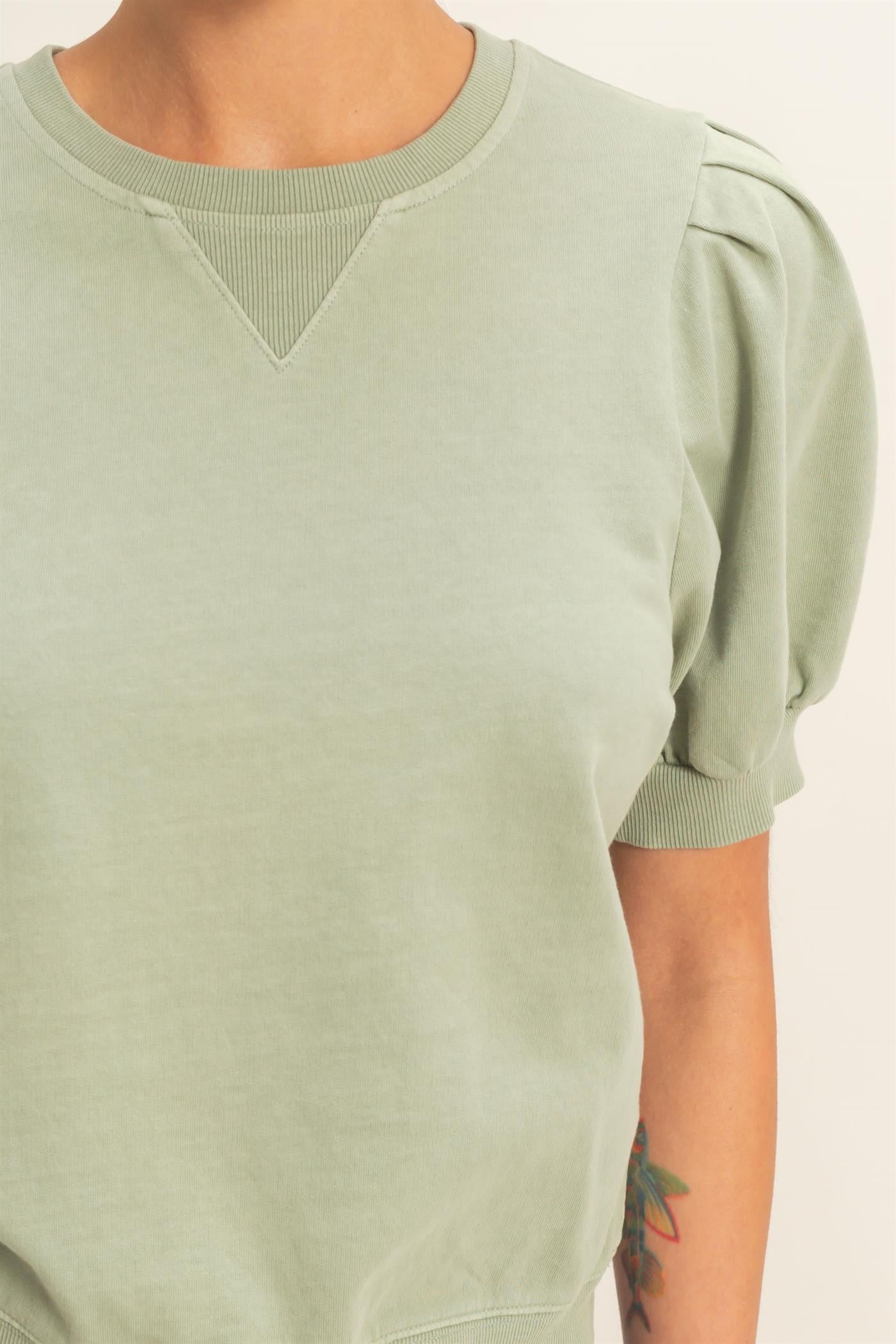 Sage Puff Crew Neck - The Nines