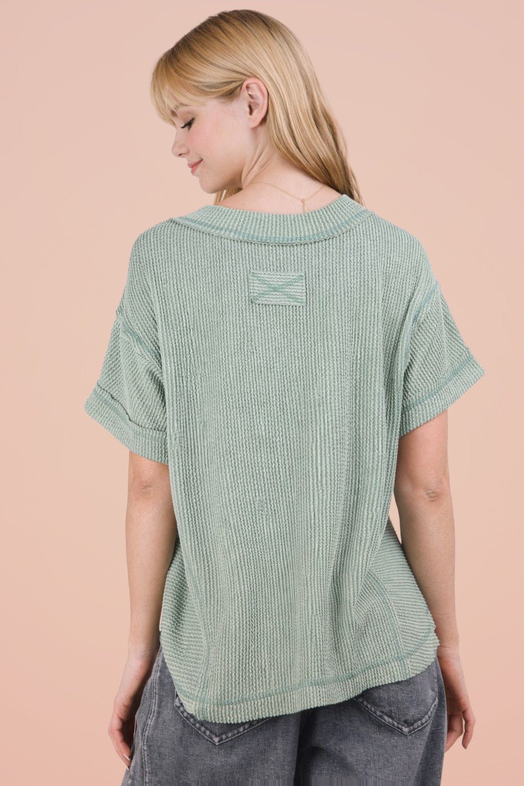 Ribbed V - neck Top - 3 Colors! - The Nines