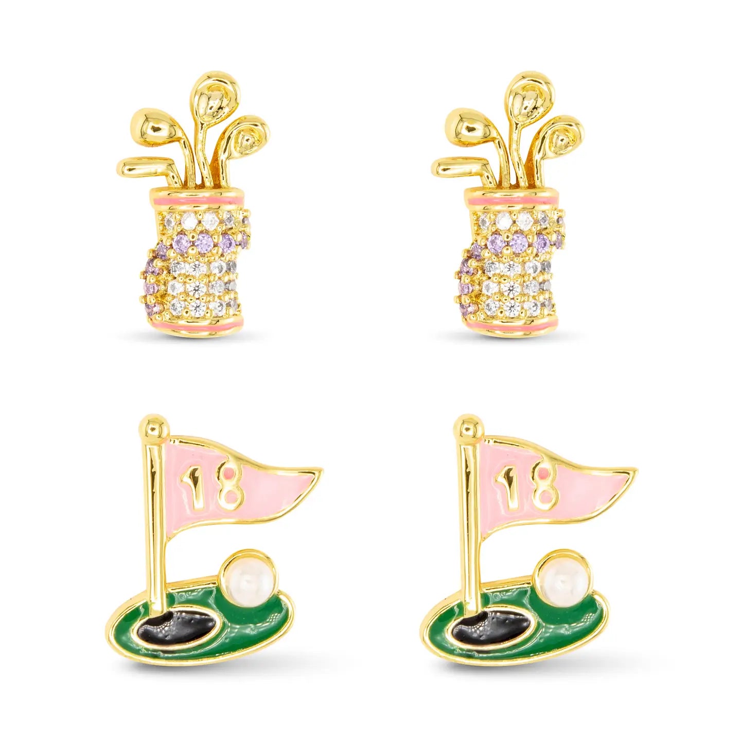 Gold Golf Duo Earrings - The Nines