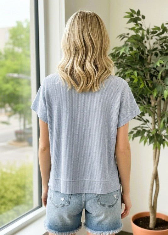 Textured Blue Top - The Nines