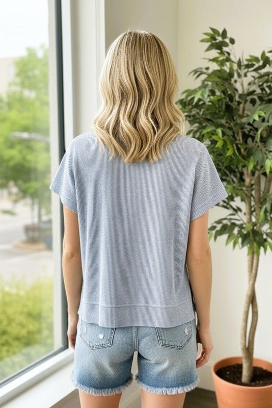 Textured Blue Top - The Nines