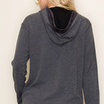 Charcoal Suede Detail Contrast Hoodie - The Nines