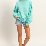 Teagan Turquoise Crew Neck Sweatshirt - The Nines