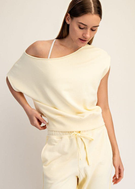 French Terry Off The Shoulder Top - 2 Colors! - The Nines