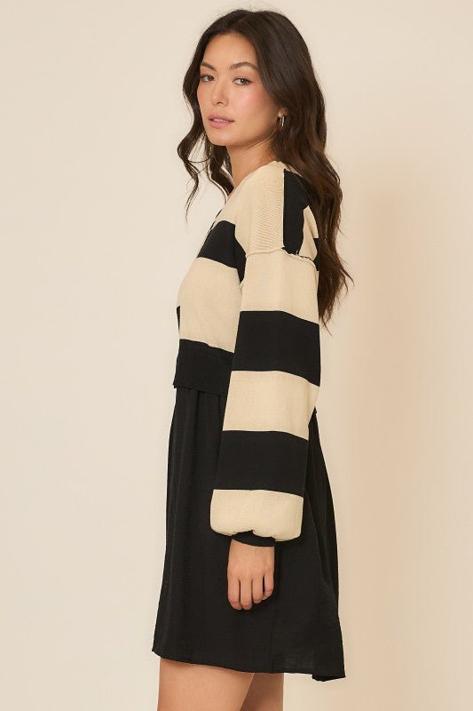Contrast Sweater Dress - The Nines
