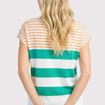 Kelly Green & Orange Knit Short Sleeve Top - The Nines