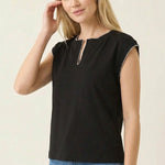 Black Pico Stitched Top - The Nines