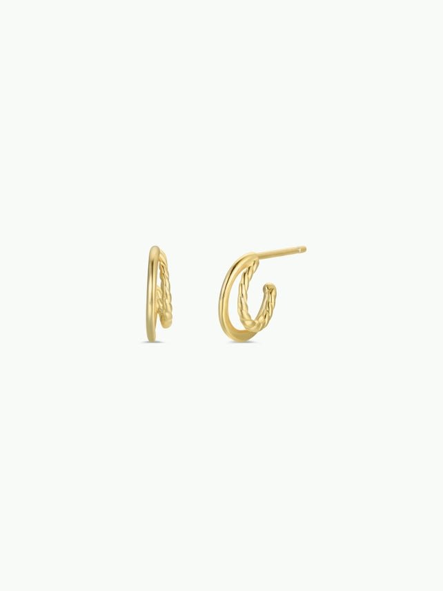 Double Gold Hoop Earrings - The Nines