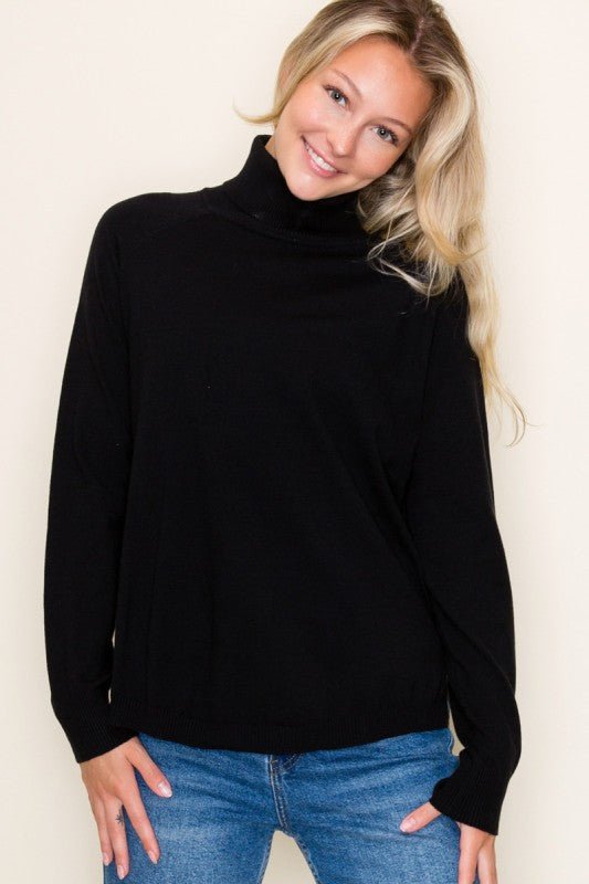 Long Sleeve Tulip Hem Turtle Neck Sweaters - 2 Colors! - The Nines