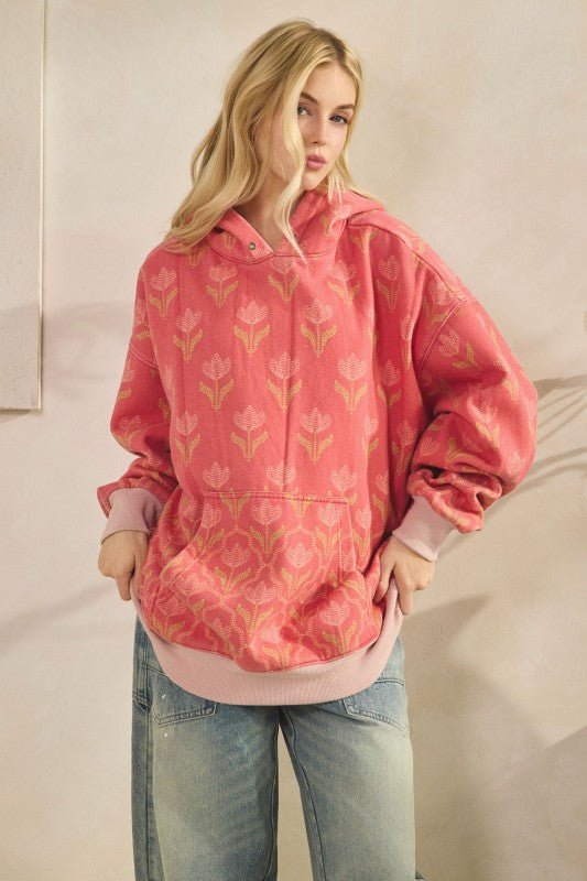 Coral Floral Fleece Hoodie - The Nines