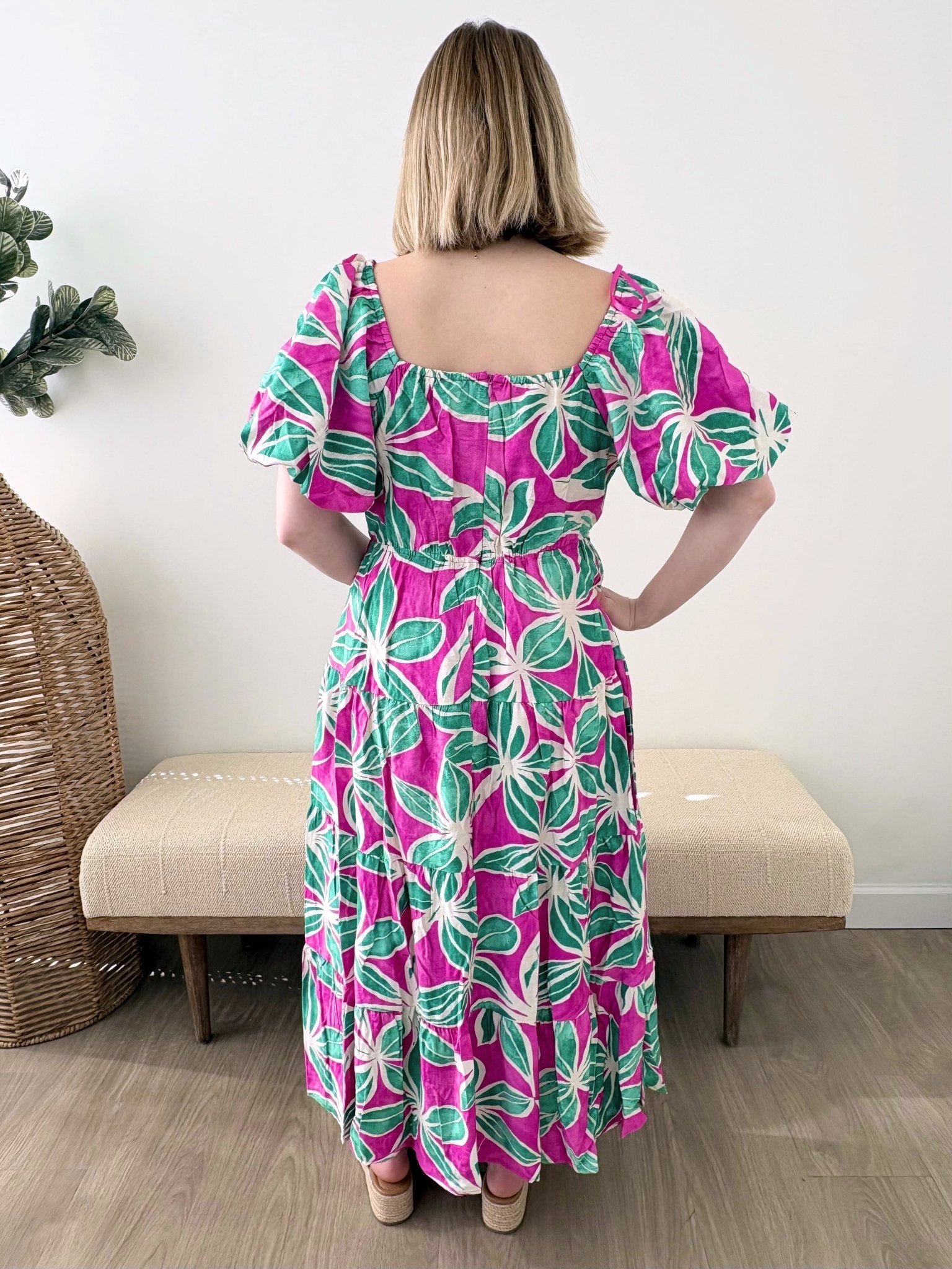 Floral Puff Sleeve Dress - The Nines