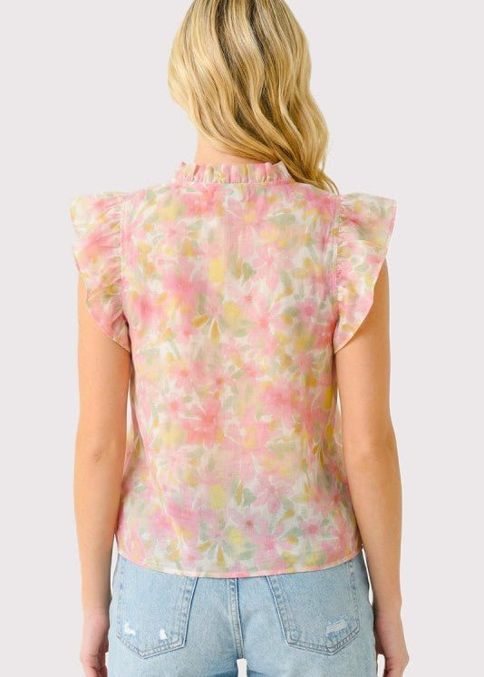 Coral & Peach Floral Printed Top - The Nines